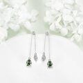wholesale 925 Sterling Silver Green Moss Agate Leaf Dangle Threader Earrings for Women-0-4