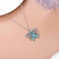 wholesale 925 Sterling Silver Butterfly Teal Ribbon Ovarian Cancer Awareness Pendant Necklace for Women-0-2