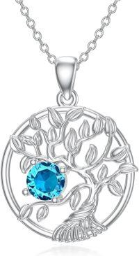 wholesale  Sterling Silver Tree of Life Birthstone Necklace for Women Gift -12-December