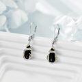 wholesale 925 Sterling Silver and Gold Accented Black Onyx Teardrop Leverback Earrings for Women & Girls-0-3
