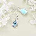 wholesale 925 Sterling Silver Teardrop Moonstone Hummingbird Leverback Drop Earrings with Floral Accents-0-2