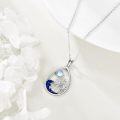 wholesale 925 Sterling Silver Moonstone Palm Tree Wave Pendant Necklace for Women-0-3