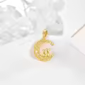 wholesale 14K Gold Moon & Cats Pendant Necklaces Wholesale for Women Cat Lovers Gifts Jewelry-0-4