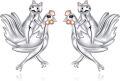 wholesale 925 Sterling Silver Chicken and Cat Stud Earrings Cute Animal Jewelry for Women Mom Mother's Day Gifts-0-0