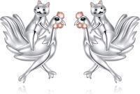 wholesale 925 Sterling Silver Chicken and Cat Stud Earrings Cute Animal Jewelry for Women Mom Mother's Day Gifts-Chicken
