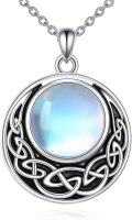 wholesale 925 Sterling Silver Celtic Knot Moonstone Round Pendant Necklace for Women Gifts-0-0