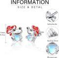 wholesale 925 Sterling Silver Frog with Mushroom & Heart Moonstone Stud Earrings for Women Gift-0-5