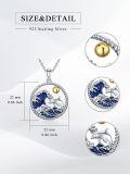 wholesale 925 Sterling Silver Dolphin Ocean Wave Pendant Necklace with Gold Ball Charm-0-4