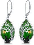 wholesale 14K Gold Plated Sterling Silver Round Natural Jade Earrings for Women-0-16