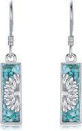 wholesale 925 Sterling Silver Turquoise Flower Drop Earrings-0-0