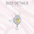 wholesale 925 Sterling Silver Citrine Heart-Shaped Floral Pendant Necklace for Women-0-4