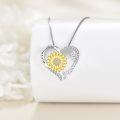 wholesale 925 Sterling Silver Sunflower Mom Heart Pendant Necklace for Women-0-3