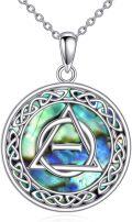 wholesale 925 Sterling Silver Abalone Shell Triquetra Trinity Celtic Love Knot Pendant Necklace-0-0