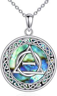 wholesale 925 Sterling Silver Abalone Shell Triquetra Trinity Celtic Love Knot Pendant Necklace-Celtic necklace-Therian Necklace