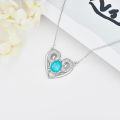 wholesale 925 Sterling Silver Turquoise Teardrop Heart Pendant Necklace for Women-0-2