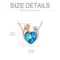 TOUPOP Sterling Silver Blue Crystal Necklace Mother Child Jewelry Gift-0-2