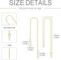 wholesale 14K Gold Triangle Opal Threader Earrings - 23cm Long Dangle Drop Chain s for Her-0-2