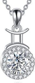 wholesale Sterling Silver Moissanite Zodiac Necklace Lab Created Diamond Gift-0-25