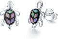 wholesale 925 Sterling Silver Abalone Shell Sea Turtle Stud Earrings - Hawaiian Ocean Jewelry for Women-0-0