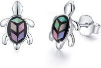 wholesale 925 Sterling Silver Abalone Shell Sea Turtle Stud Earrings - Hawaiian Ocean Jewelry for Women-Abalone Shell