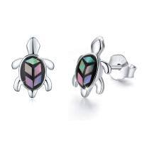 wholesale 925 Sterling Silver Turtle Stud Earrings With Abalone Shell Inlay-Abalone Shell