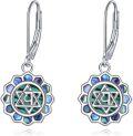 wholesale 925 Sterling Silver Abalone Shell Lotus Chakra Dangle Earrings for Women-0-0