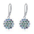 wholesale 925 Sterling Silver Abalone Shell Lotus Chakra Dangle Earrings for Women-0-0