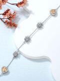 wholesale 925 Sterling Silver Heart-Shaped Citrine Stone Flower Charm Bracelet Gift for Women and Girls-0-3