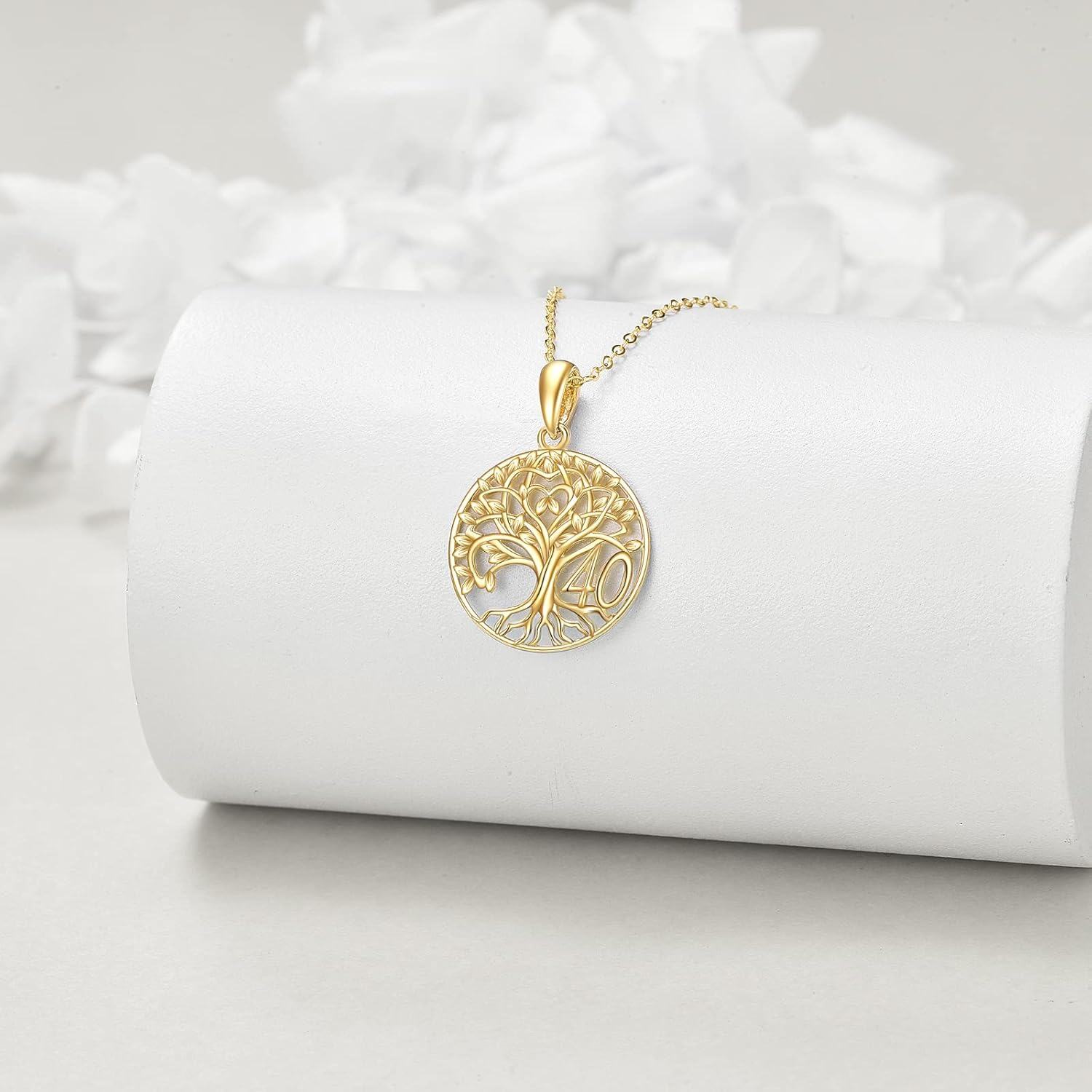  14K Gold Stone Tree of Life Necklace for Women 16th 18th 40th 50th Birthday Gifts -0-3