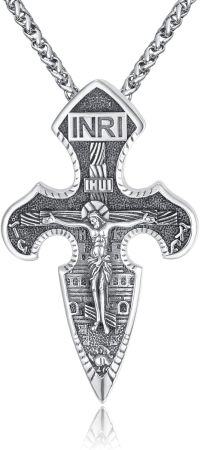 wholesale 925 Sterling Silver Jesus Christ INRI Cross Crucifix Pendant Necklace for Men & Women-A-Jesus Crucifixion