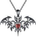 wholesale 925 Sterling Silver Gothic Punk Red Heart Pendant with Bat and Scythe Design-0-0
