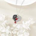 wholesale 925 Sterling Silver Heart Pendant with Wings and Red Stone Necklaces for Women Gothic Style Jewelry-0-4