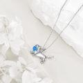 wholesale 925 Sterling Silver Dachshund Heart Blue Crystal Pendant Necklace for Women Gifts-0-3