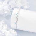wholesale 925 Sterling Silver Moonstone and Cubic Zirconia Adjustable Charm Bracelet for Women Gift Ideas-0-4