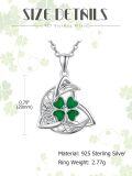 wholesale 925 Sterling Silver Green Clover Celtic Knot Pendant Necklace for Women-0-5