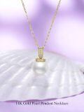 TOUPOP 14K Gold Pearl Necklace with Bow Heart Dolphin Pendant-0-1