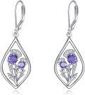 wholesale 925 Sterling Silver Scottish Thistle Dangle Drop Charm Earrings for Women-0-0