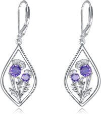 wholesale 925 Sterling Silver Scottish Thistle Dangle Drop Charm Earrings for Women-B-Scottish Thistle-3