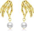 wholesale Sterling Silver Skull Skeleton Hand Drop Earrings Gothic Christmas Jewelry Gifts for Women-0-0