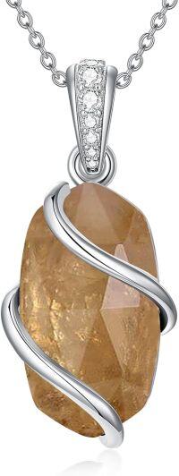 wholesale Sterling Silver Gemstone Dainty Pendant Necklace for Women Mom Gift-A-Citrine-November