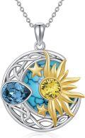 wholesale Sterling Silver Celtic Moon Sun Star Necklace for Women Girls-0-12