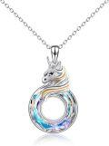 wholesale Sterling Silver Crystal Unicorn Pendant Necklace Gift for Women-0-10