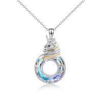 wholesale 925 Sterling Silver Unicorn Pendant Necklace Wholesale With Crystal-White