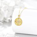 wholesale 14K Gold Compass Pendant Necklace with Diamond Accent and Moon Phase Design for Women (Length: 36)-0-1