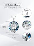 wholesale 925 Sterling Silver Tree of Life with Cat and Blue Crystal Pendant Necklace - Unique Gifts for Women & Cat Lovers-0-3
