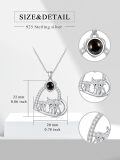 wholesale 925 Sterling Silver 925 Black Agate Highland Cow Heart Pendant Necklace Scottish Style s for Women and Girls-0-1