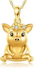 wholesale 14K Gold Pig Pendant Necklace Minimalist Fine s for Girls and Women Birthday Anniversary Valentines Mother's Day Present Ideas-0-0