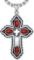 wholesale Sterling Silver Cross Pendant w Jade Red Agate Lapis Turquoise for Women-0-16