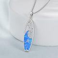wholesale 925 Sterling Silver Blue Opal Surfer Pendant Necklace for Women-0-3
