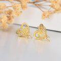 wholesale Gold Honeycomb Heart with Bees 925 Sterling Silver Stud Earrings for Women - Christmas Gift Idea-0-1